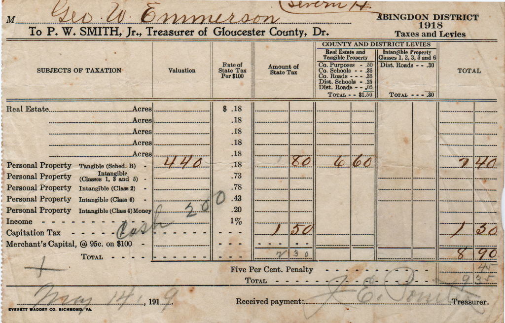 Tax Record 1918